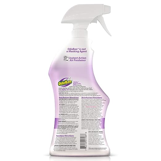 OdoBan Ready-to-Use Disinfectant and Odor Eliminator, Made in the USA, Lavender Scent, 32 Ounce Spray Bottle