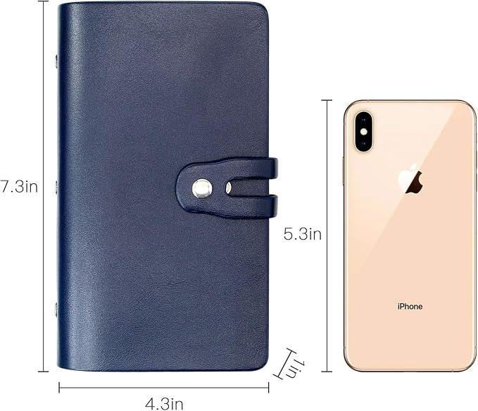 Padike RFID Credit Card Holder Business Card Organizer Business Card Holder, with 96 Card Slots Credit Card Protector for Managing Your Different Cards to Prevent Loss or Damage (Navy blue)