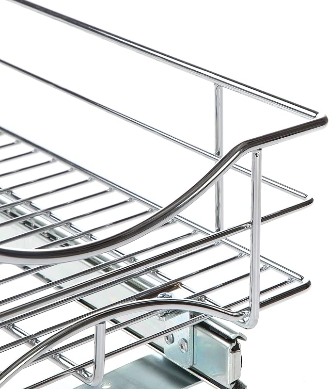 Home Zone Living Pull Out Kitchen Cabinet Organizer with Slide Out Drawer for Space Saving Storage, 11” W x 21” L
