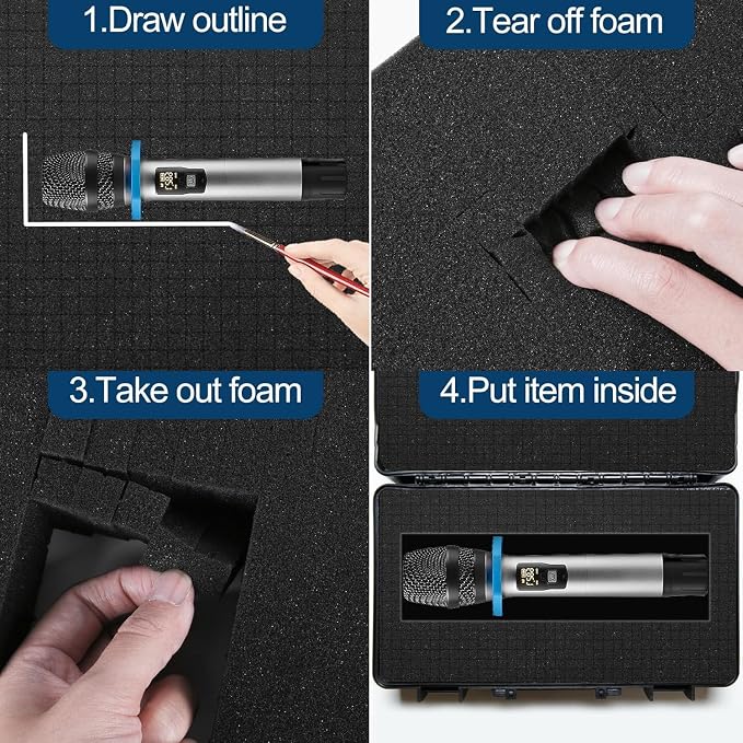 6 Pcs Pick and Pluck Foam Sheets 2 Size Polyurethane Pick Apart Foam Inserts Pads with Bottom Use for Camera, Interlocking Case, Tool Box, Storage Drawer (4P 16" x 12" x 2", 2P 16" x 12" x 1")