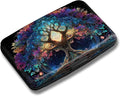 Maicican Credit Card Holder, Mini RFID Blocking Aluminum Wallet | Slim Metal Hard Case Travel Wallet ID Case for Women and Men, 4.3 x 2.9 Inches, Colorful Tree