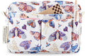 Portfolio Organizer with Multiple Pockets, Waterproof Travel Zippered Toiletry Bag, Portable Storage Pencil Pouch for Notebooks, Stationeries, Make-up, Journal Office Art Supplies.White Moth