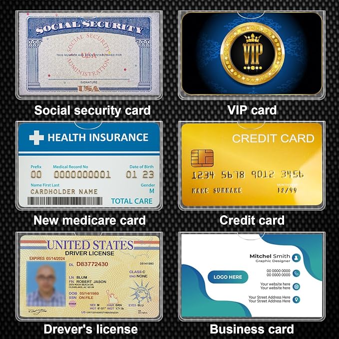 20 Pack Social Security Card Protector Medicare New Credit Card Holder,24 Mil Soft Clear Card for Waterproof SSN Card Protector，ID/Debit/Credit Card Covers (20)