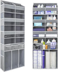 Extra Large Over The Door Organizer with Clear Pockets - 8 Compartments & XL Bottom Storage, Heavy-Duty Hanging Organizer for Bathroom, Bedroom, Closet (57 Inch Height).