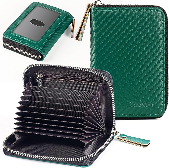 Credit Card Wallet, RFID Card Case Wallet, Zipper Card Cases Holder for Men Women, RFID Blocking, KeyChain Wallet, Compact Size Card Organizer Case for Women