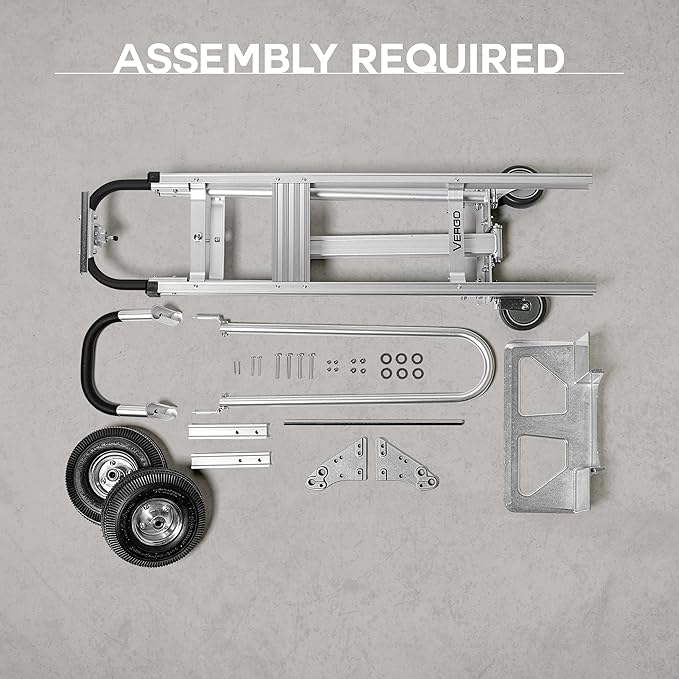 Vergo Industrial Convertible Hand Truck - AS7A2 Heavy Duty Aluminum 3 in 1 Dolly (750 lb Capacity) Lightweight Frame, Ergonomic Handle, Extendable Loop, Versatile Moving Cart (3 Positions, 53" High)