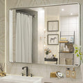 TETOTE 40 x 30 Inch Bathroom Mirror, Silver Framed Wall Mounted Brushed Silver Metal Rectangle Modern Vanity Mirror (Horizontal/Vertical)