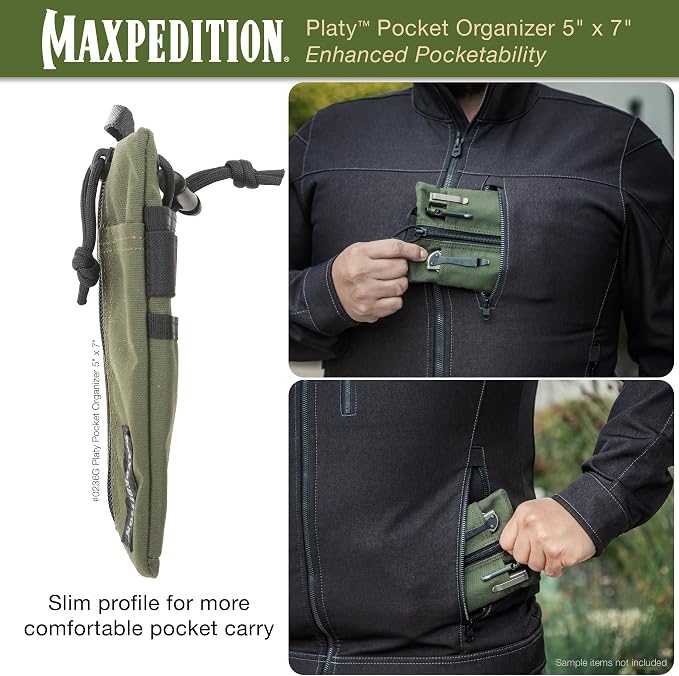 MAXPEDITION Platy Pocket Organizer, Durable EDC Tool Pouch for Men, Neck Wallet with Paracord Lanyard, Holds Flashlight, Multitool, Pen, Notebook