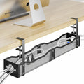 DELAMU 25'' Upgraded Under Desk Cable Management, No Dill Standing Desk Cord Management with Adjustable F-Clamp, Metal Desk Cable Organizer to Under Desk Organizer for Home Office, Black