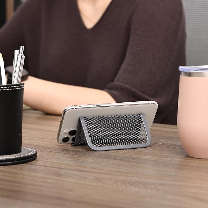 Mr. Pen- Metal Mesh Business Card Holders, 3 Pack, Gray | Durable Stainless Steel Card Stand for Desk, Office, and Business Use, Straight, Flat and Smooth Design