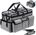 Extra Large Cleaning Caddy Bag with Rigid Support Board, Cleaning Organizer Tote with Detachable Divider, Adjustable Shoulder Strap & Waist Belt, Cleaning Supply Carrier for Cleaners & Housekeepers