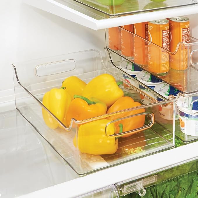 iDesign Stackable Clear Plastic Storage Bin, 4-Pack | Kitchen Organizers, For Fridge, For Cabinet, For Pantry
