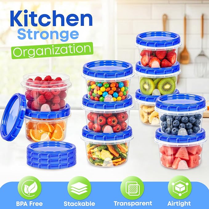 Freezer Storage Containers, 10 Pack-16 Oz Food Storage Containers with Twist Top Lids,BPA Free, Reusable, Meal Prep,Microwave and Dishwasher Safe