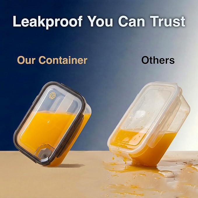 BPA-Free Plastic Airtight Food Storage Containers with Vented Lids, 5-Pack (3.4 Cups Each) for Meal Prep and Leftovers