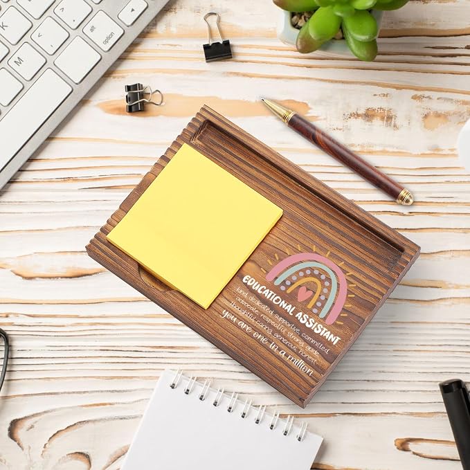 Educational Assistant Sticky Note Holder, Educational Aide Appreciation Gifts, Teacher's Day Thank You Gifts for Assistant Teacher Back to School Desk Self-Stick Note Pad Holders TZP59