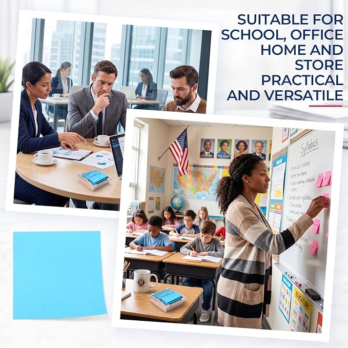 Eaasty 4 Pcs Pop Up Sticky Note Dispenser 3 x 3 Inch Pastel Cute Sticky Note Holder with 8 Pads Pop Up Stick Notes Transparent Top Colorful Base Notes Holder for Women Office Home Desk