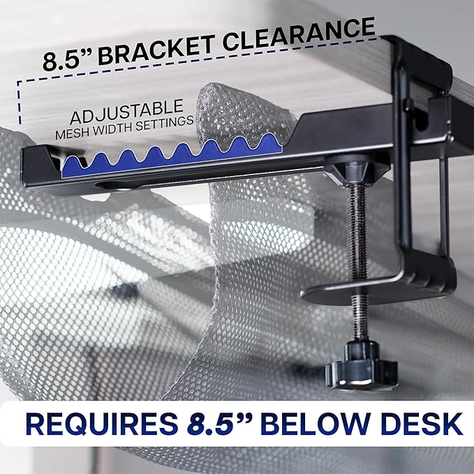 VIVO No Drill Clamp-on 24 inch Mesh Net Under Desk Cable Management Wire Organizer, Adjustable Home Office Standing Desk Cord Storage Sleeve, Black, DESK-AC24MH