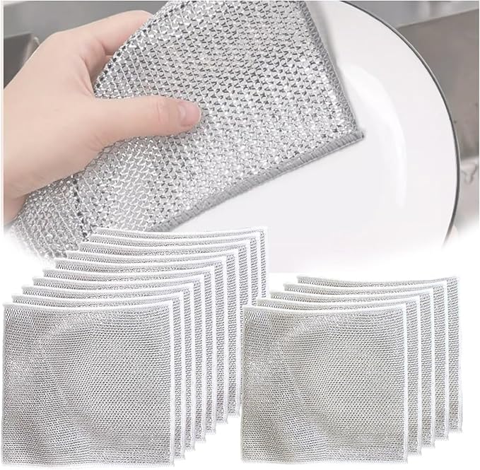 2024 New Multipurpose Wire Miracle Cleaning,Wire dishwashing, Non Scratch Wire Dishcloth,Dish Towels for Kitchen Sinks Dishes Stove Tops,ClothsMultifunctional Wire Dishwashing Rags for Wet and Dry