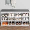 Aenuert 12-Cubby Shoe Rack with Cushion, 3-Tier Wood Shoe Organizer, Multifunctional Shoe Organizer Bench for Entryway, Mudroom, Hallway, Closet,36.22 * 11.81 * 17.7 Inch, White