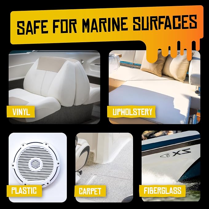 Boat Juice Mildew Stain Remover & Restorer Boat Cleaner | Marine-Grade Boat Mold & Mildew Remover for Vinyl Seats, Upholstery, Cushions & Interior | Fast-Acting, Mango Tango Scent | Made in USA (32oz)
