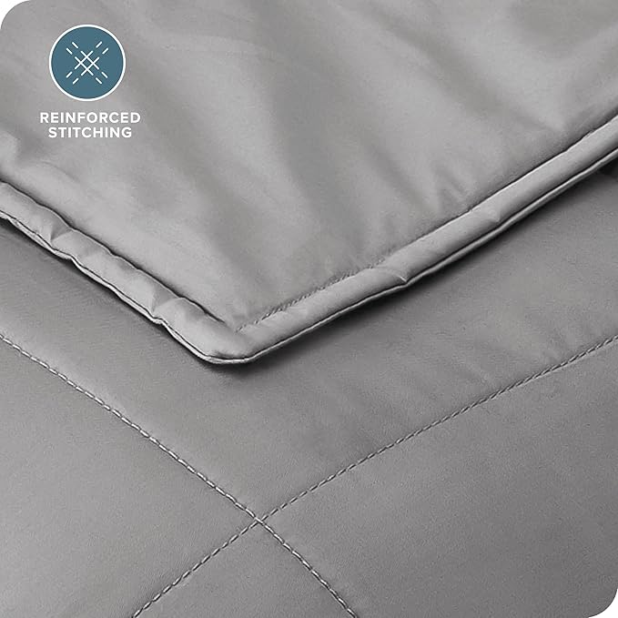 Bare Home Weighted Blanket All-Natural 100% Cotton with Nontoxic Glass Beads 48"x72" 12lbs, Light Grey