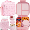 Fimibuke Kids Bento Lunch Box w/ 8.5oz Thermo Food Jar, Insulated Lunch Bag | Leak Proof 3-4 Compartments 60oz Toddler Lunch Food Container with Utensils, Sauce Cup for School Boys Girls, Dishwasher Safe