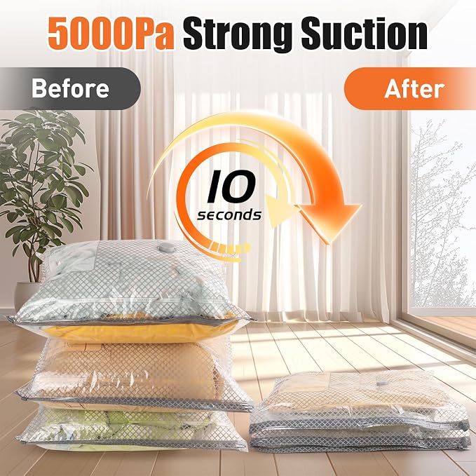 Vacuum Storage Bags for Travel with Rechargeable Cordless Pump, 20 Pack Compression Packing Bags for Luggage and Suitcase, Space Saver Seal Bag for Clothes and Clothing