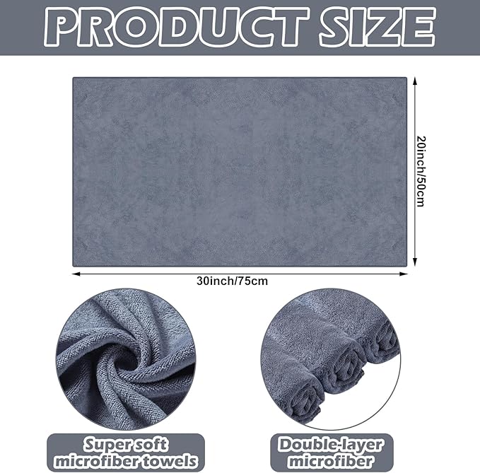 SmoothNovelty 10 Pcs Extra Large Microfiber Cloth 30" x 20" Large Floor Microfiber Towel Reusable Washable Free Lint Free Cloth Rag for Squeegee Mop Floor Window Housekeeping (White,Gray)