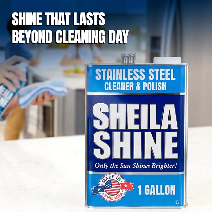 Sheila Shine 1 Gallon Stainless Steel Cleaner and Polish - Cleans, Polishes & Protects Kitchen Appliances, Refrigerators, Sinks, Ovens & Grills - Stainless Steel Sink Cleaner