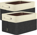BALEINE 2 Pack Fabric Closet Storage Bins for Shelves, Linen Closet Organizers and Storage, Decorative Baskets for Organizing, Shelf, Clothes, Home, Office (Black, 17''x13''x10.5'')