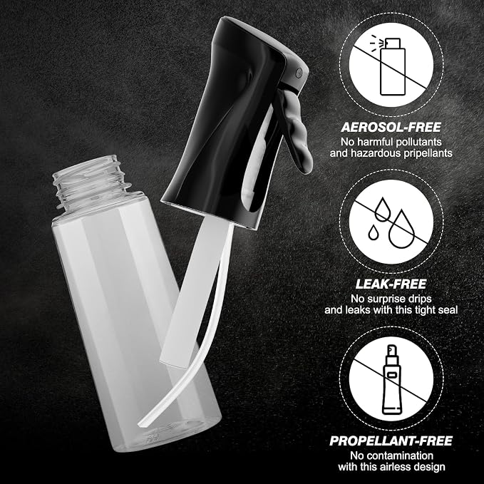 Continuous Spray Bottle for Hair (10.1oz/300ml) 2 Pack Home Essentials | Empty Plastic Ultra Fine Mist Misting Water Mister Spray Bottles for Cleaning Hairstyling Barber Curly Hair Garden Plants