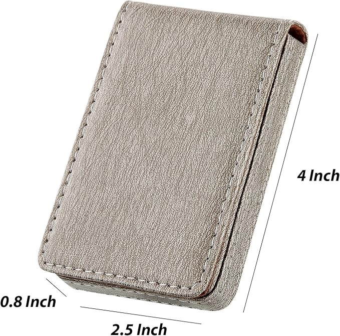 Outus 2 Pieces Business Card Holder, PU Leather Business Card Case Pocket Wallet with Magnetic Shut for Christmas Gift Men Women(Coffee and Gray,Classic)