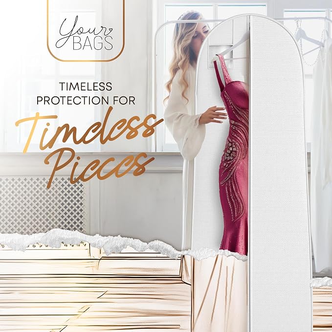 72" Tapered Long Dress Bags for Gowns - Wedding Dress Garment Bag for Dresses - Long Garment Bags for Hanging Clothes & Closet Storage, Dress Bag for Airplane