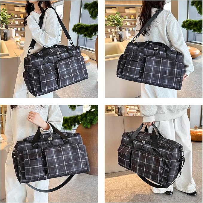 Small Gym Bag for Women, Travel Duffle Bag Carry On Weekender Bag with Shoe Compartment
