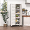 White Metal Storage Cabinet with Doors and 3 Adjustable Shelves 61"Tall Multifunctional Steel Heavy-duty Storage Locker for Kitchen Living Room Bedroom Home Office School 61"H X 27.6"W X 13.8"D