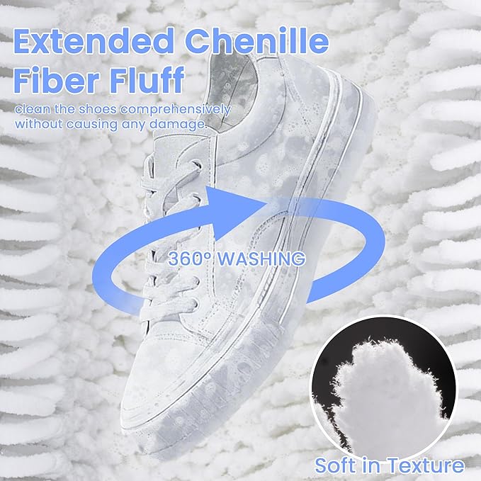 1pc Shoe Washing Machine Bag, Sneaker Laundry Bag for Washing Machine, Extra Long and Thick Microfibre Fluff, Reusable for Washer and Dryer (1pc, White)