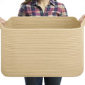 OIASKET Large Blanket Basket, Jute Blanket Storage Living Room, Rectangle Woven Baskets for Storage Toys, Towels, Dirty Clothes Organizer Bins (Jute)