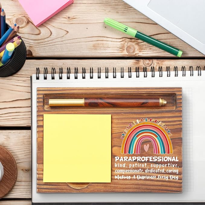 Paraprofessional Appreciation Gift Sticky Note Holder, Thank You Encouragement Desk Accessory for Teacher Coworker, Paraprofessional Week Office Desk Item TZP177