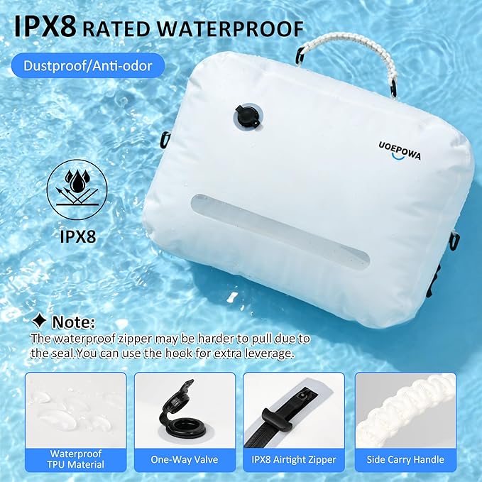 Travel Vacuum Bags with Pump, 33L Vacuum Seal Bags for Clothing, IPX8 Waterproof Vacuum Storage Bags with Handle for Luggage, Backpack, Suitcase, Home & Outdoor 2pack White