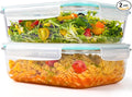 LOVYANXUE 2Pack 9.8 Cups/ 78 Oz Large Glass Food Storage Containers with Lids, Glass Meal Prep Containers with Airtight Lids - BPA Free, Leakproof, Ideal for Food Storing/Serving, Microwave/Oven Safe