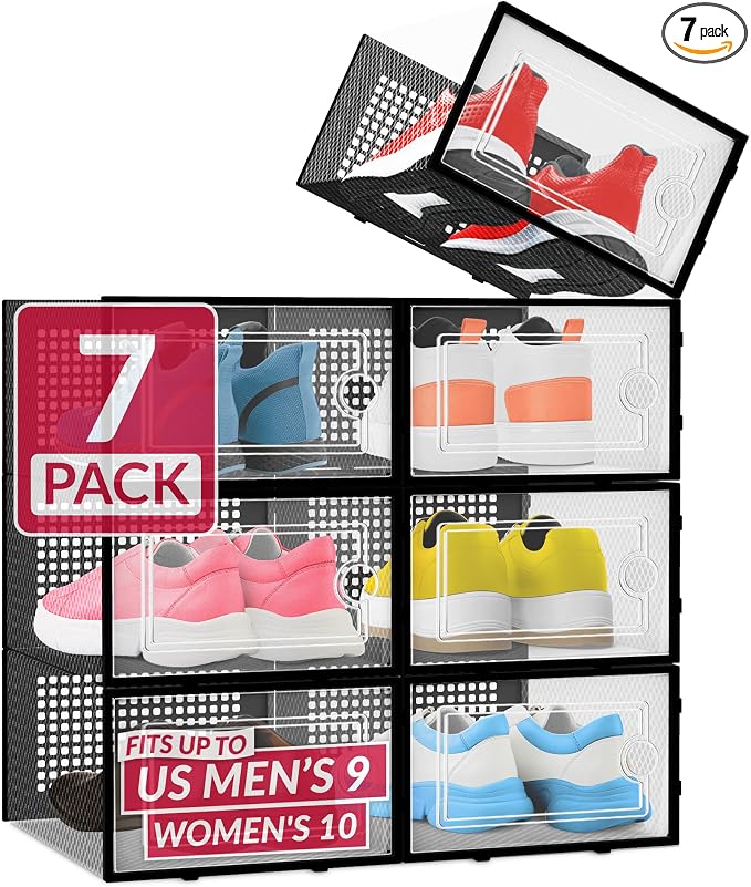Reli. Shoe Box 7 Pack | Clear Storage Shoe Box Stackable & Compact