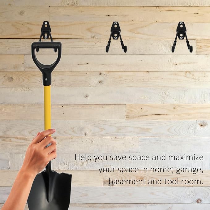 8 Pack Garage Hooks Heavy Duty, Garage Tool Organizer Wall Mount | Utility Organizer, Steel Utility Storage Hooks for Ladders, Garden Tools, Bike, Ropes, Bulk Items