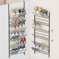 SWTYMIKI Over the Door Shoe Organizer - Adjustable 6 Tier Hanging Shoe Rack Organizer, Metal Heavy Duty Behind Door Storage or Wall Mount Shoes Shelf for Flats, Heels, Sneakers, Boots