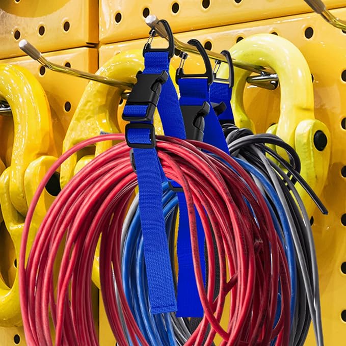 6 Pack 17 Inch Adjustable Extension Cord Holder Organizer with Triangle Clips for Garage Organization and Storage Heavy Duty Extension Cord Hanger for Men Workshop (Blue)