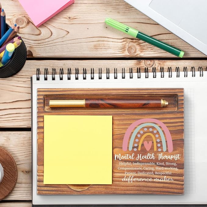 Mental Health Therapist Gifts Sticky Note Holder, Thank You Gift School Counselor, Mental Health Therapist Appreciation Graduation Gift Self-Stick Note Pad Holders TZP48