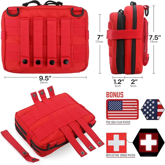 WYNEX Tactical Large Admin Molle Pouch of Double Layer Design EDC Organizer | Molle EDC EMT Utility Pouches with Map Sleeve Modular Tool Bag Large Capacity Flag Patch Included