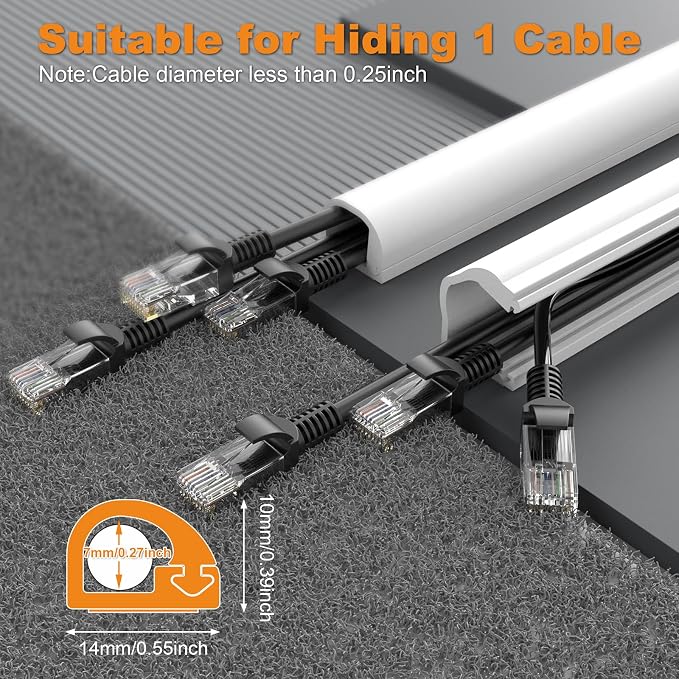 118" Silicone TV Cord Hider for Wall Mounted TV, Self-Adhesive Wire Hiders for TV on Wall, Wire Concealer for Cords Hide Cables, Cable Covers White, Raceway Cable Management, Electric Wire Channels 3m