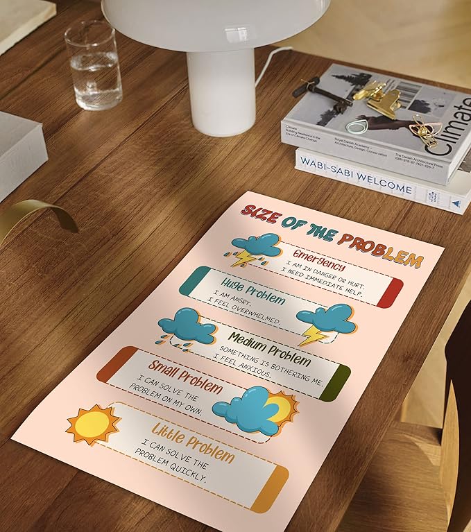 LOLUIS Mental Health Poster, Boho Therapy Tools Educational Supplies Art Print Classroom School Office Decor (Size of Problem, Custom Frame Type)