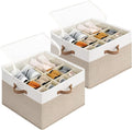 StorageWorks Shoe Organizer for Closet, Brown & White | Foldable, Adjustable Dividers, For Heels & Sneakers, Fits 16-32 Pairs