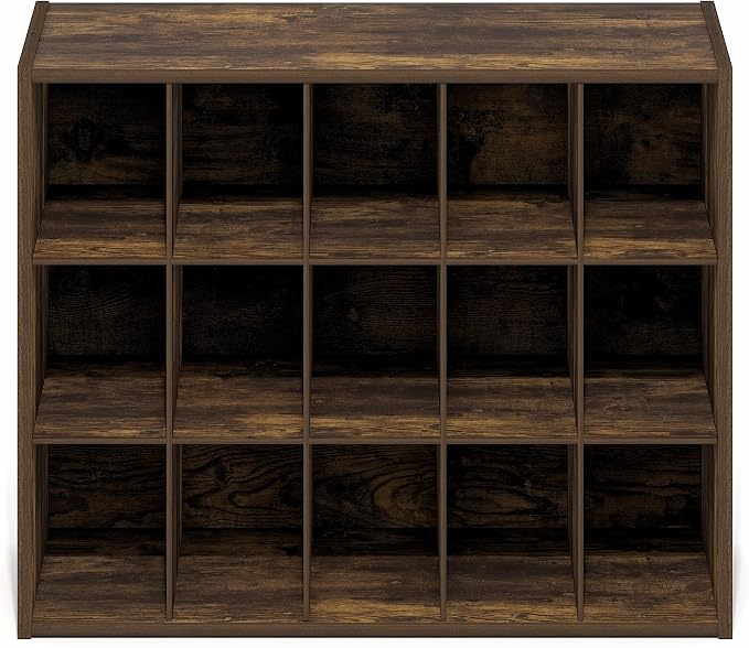 Furinno FANO 15-Cube Shoe Rack, Stackable Shoe Organizer, Amber Pine | 11.4 x 24.2 x 19.3, Shoes Storage, for Closet Entryway, Office, Garage